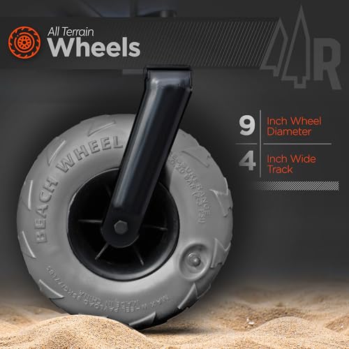 Beach Wagon with Big Wheels for Sand - All Terrain Steel Frame Utility Cart with 9" Pneumatic Tires