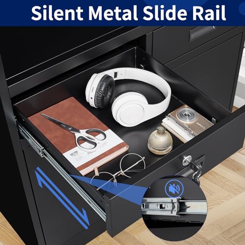 Yizosh Locking Cabinet with 2 Drawers, Metal Storage Cabinet with Locking Doors and Shelves - 41.3" Steel Lockable Storage Cabinet