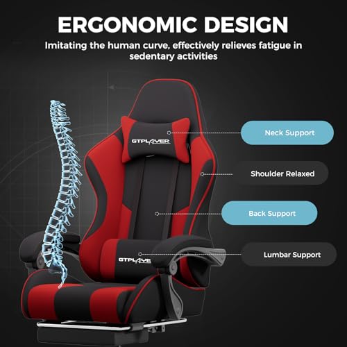 GTPLAYER Gaming Chair, Computer Chair with Footrest and Lumbar Support