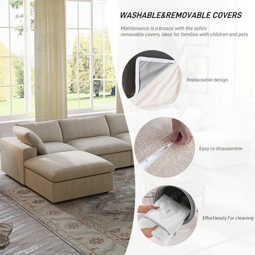 160.6" Cloud Couch Modular Sectional Sofa for Livingroom,Oversized Convertible Sofa with Storage Ottomans,6 Seat Wide Couches