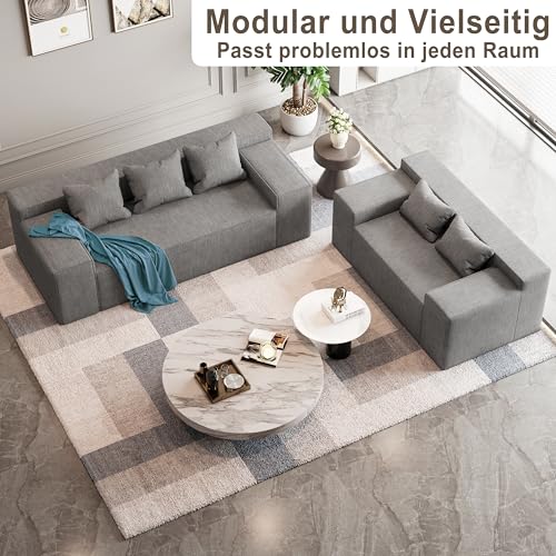 Modern Loveseat, Sofa Couch in a Box, No Assembly Needed, with 2 Pillows, Cat-Scratch Resistant Linen,Small Sofa for for Small Space, Living Room