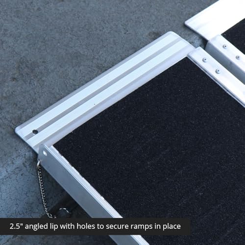 Titan Ramps 7 FT Multi Fold Breifcase Aluminum Wheelchair Ramp, Rated 600 LB, Anti-Slip Threshold Wheelchair and Scooter Carrying Loading Ramp