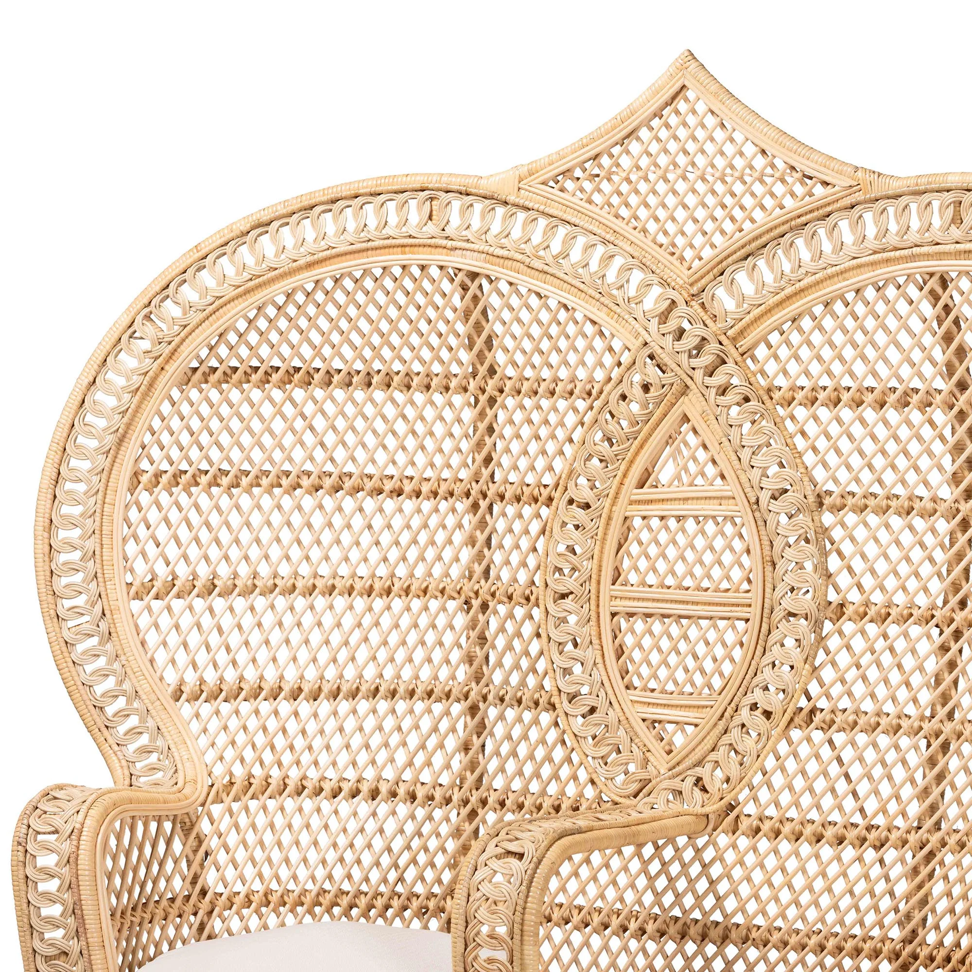 bali & pari Nerita Rattan BOHO Two-Seater Peacock Chair, Natural Brown