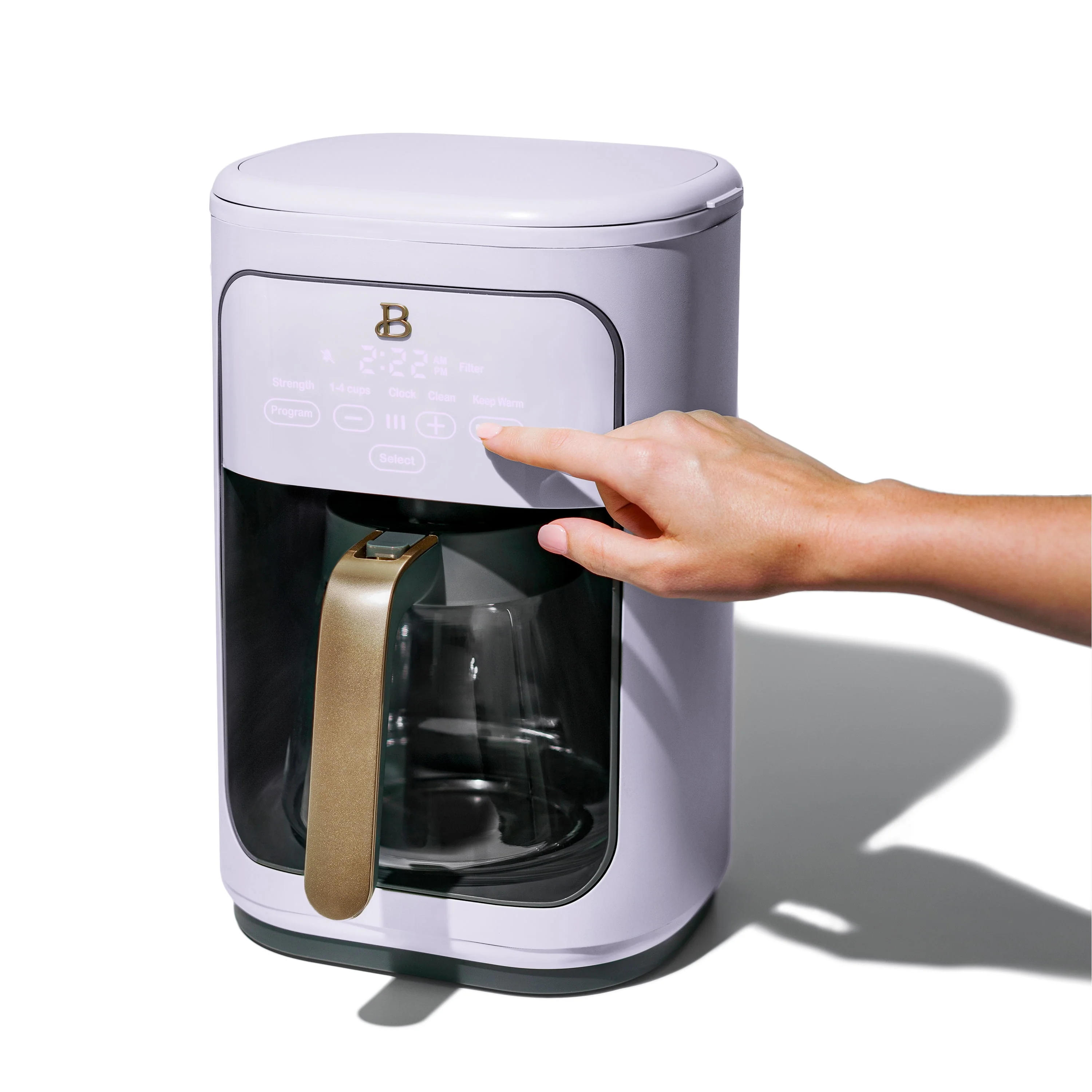 Beautiful 14-Cup Programmable Drip Coffee Maker with Touch-Activated Display, Rose by Drew Barrymore