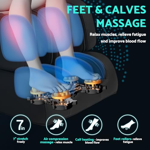 Massage Chair, Zero Gravity Full Body Massage Chair Extra Large Shiatsu Recliner w/ 14 Massage Points, Lumbar & Calf Heating, 20 Auto Modes
