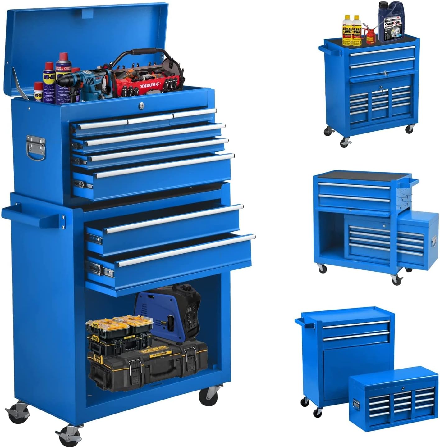 8-Drawer Tool Chest with Wheels, Tool Storage Cabinet and Tool Box, Lockable Rolling Tool Chest with Drawers
