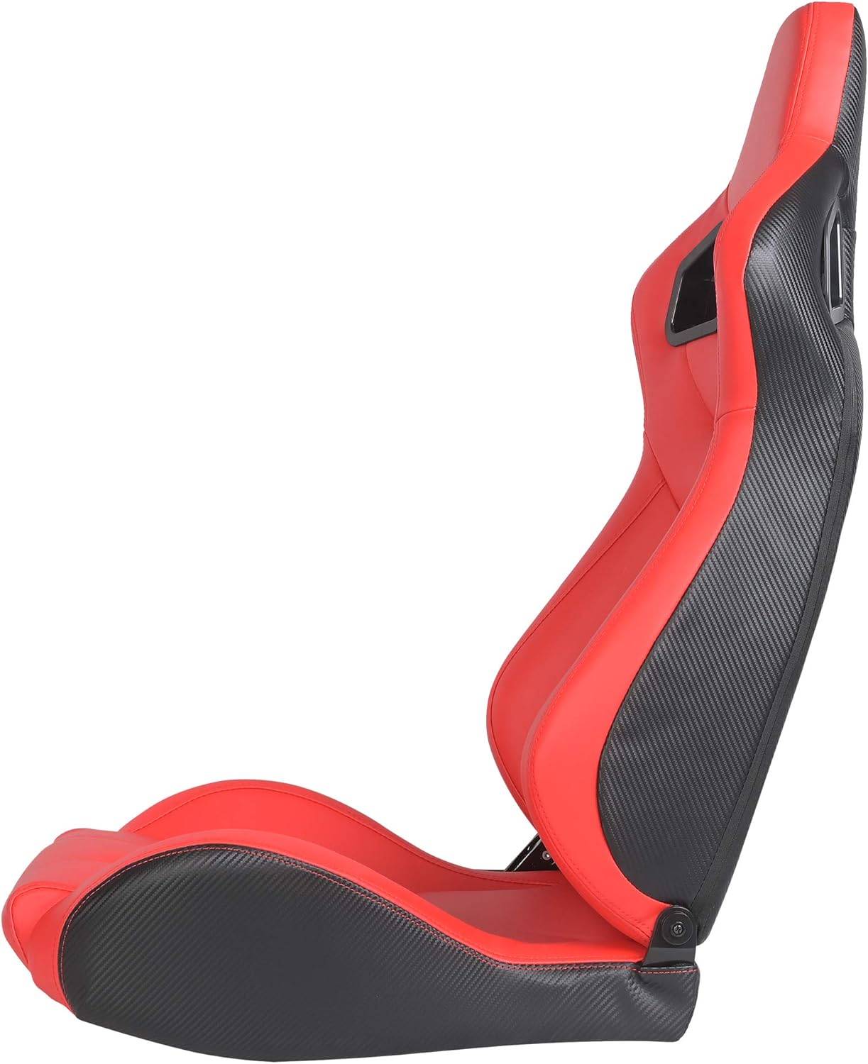 Racing Seats, Pair of PVC Leather Racing Bucket Seats with Dual Sliders, Black with Black Stitching