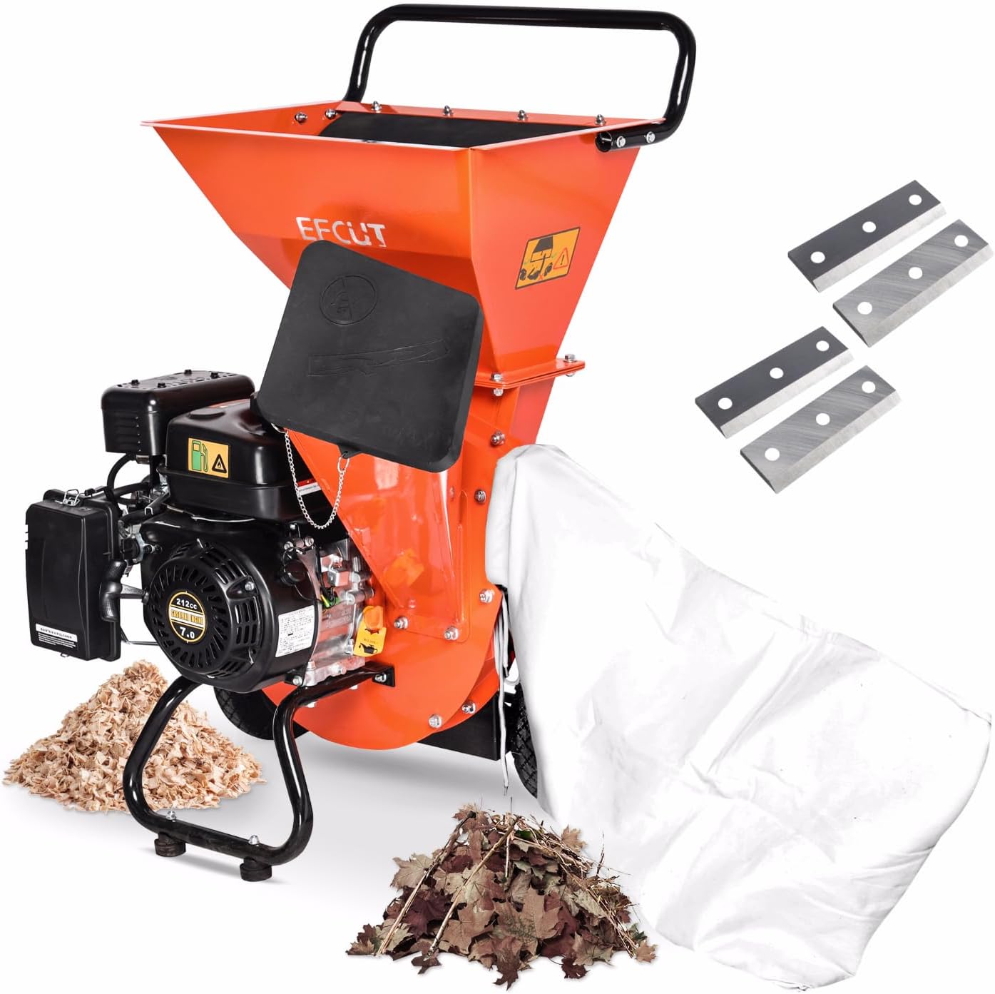 3-in-1 Multi-Function Wood Chipper Shredder Mulcher + Blade Repacements (2 Sets)