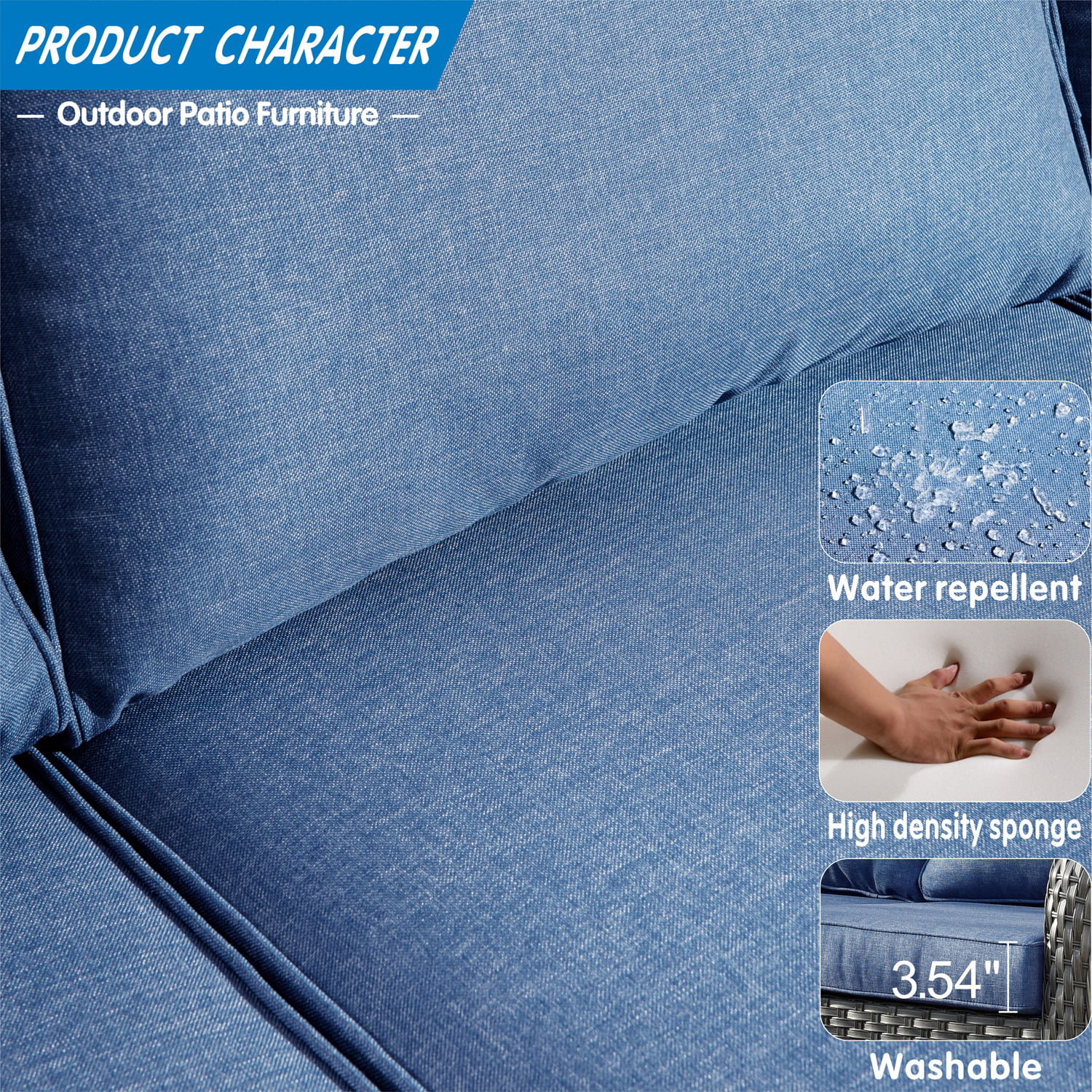 Ovios High-Back Patio Furniture 7 Pieces Outdoor Conversation Set Wicker Rattan Sectional Sofa for Backyard