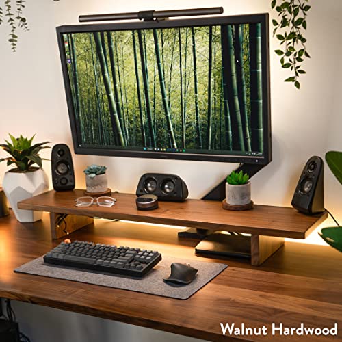 Monitor Stand for Desk - Dark Bamboo Wood Monitor Stand Riser - Computer Monitor Stand for Desk - Desk Monitor Stand - Desktop Monitor Stand