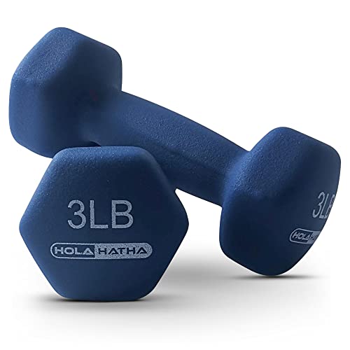 HolaHatha Neoprene Dumbbell Free Hand Weight Set with Rack, Ideal for Home Exercises to Gain Tone and Definition