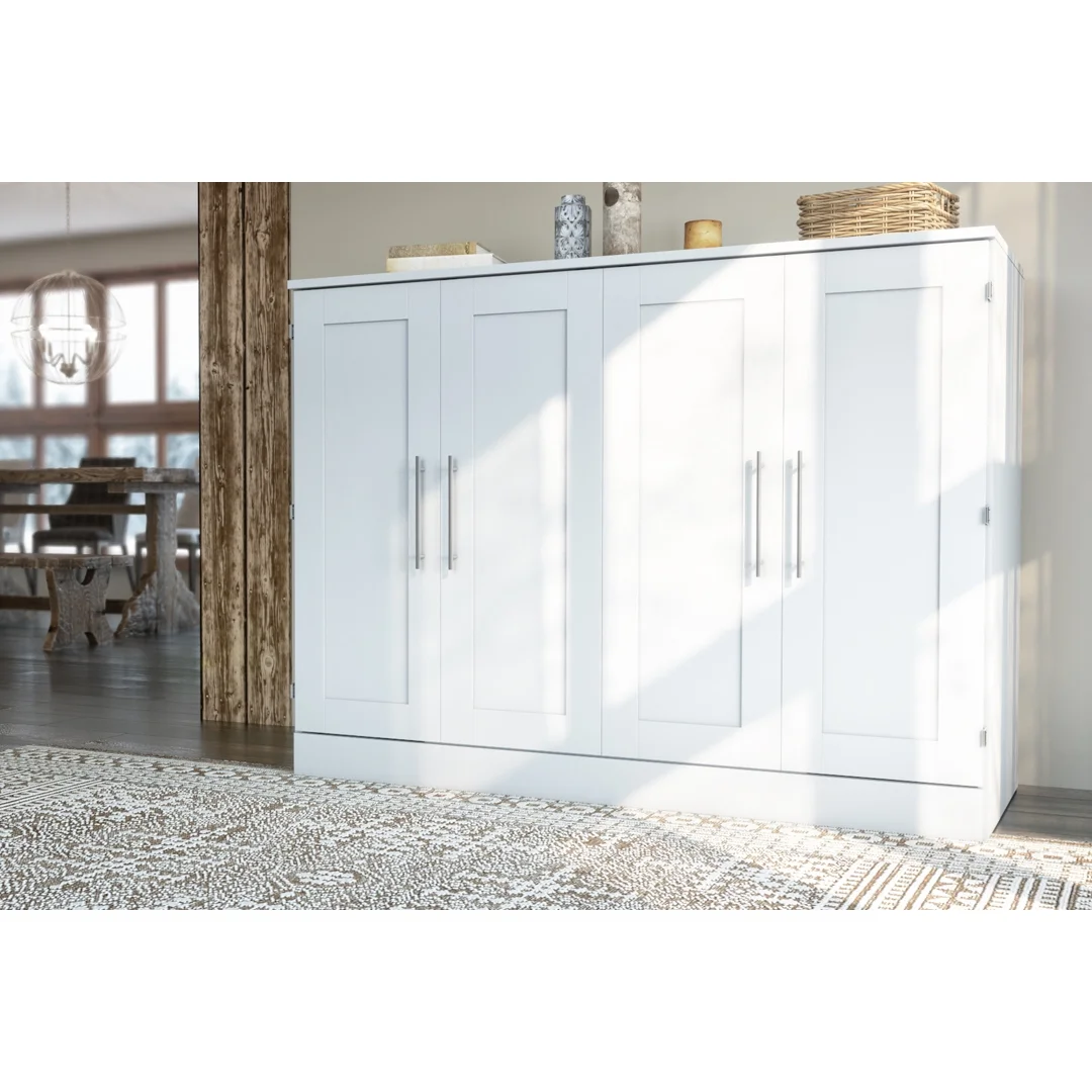 Bestar Pur Full Cabinet Bed with Mattress in White