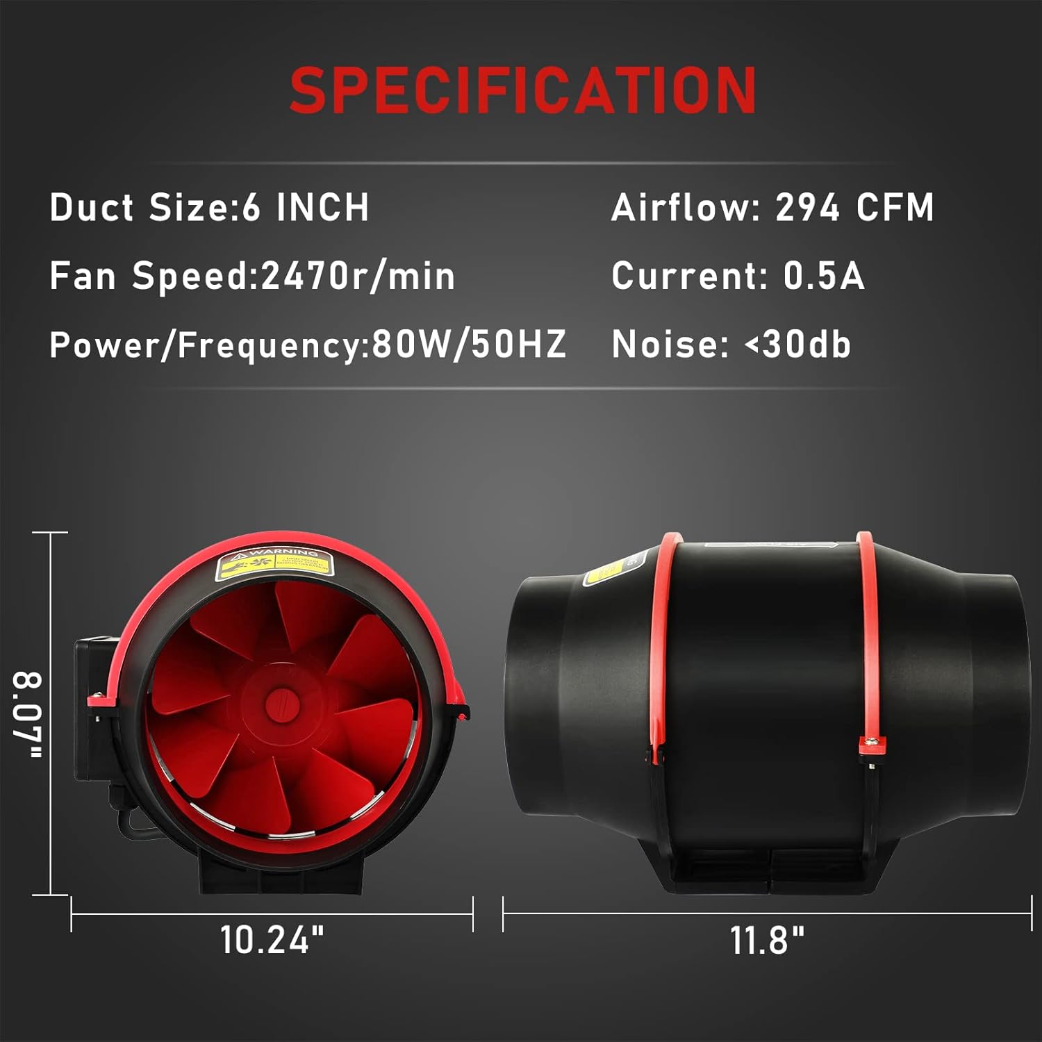 Ventilation Kit 4 inch Inline Fan 182 CFM Ventilation Fan with Temperature Humidity Monitor, 4 inch Air Carbon Filter and 10 feet Ducting