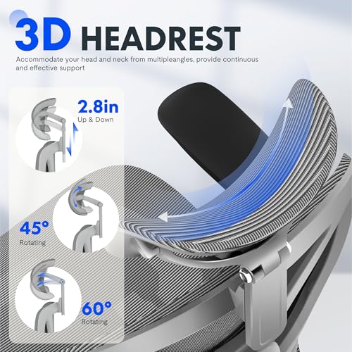 FLEXISPOT ErgoX Premium Ergonomic Office Chair with Footrest- Adjustable 3D Armrests, Dynamic Lumbar Support, Recline & Tilt Function, Mesh Seat