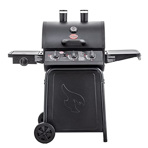 Char-Griller® Grillin' Pro 3-Burner Propane Gas Grill in Black with 40,800 BTU, Cast Iron Grates and Warming Racks, 630 Cooking Square Inches