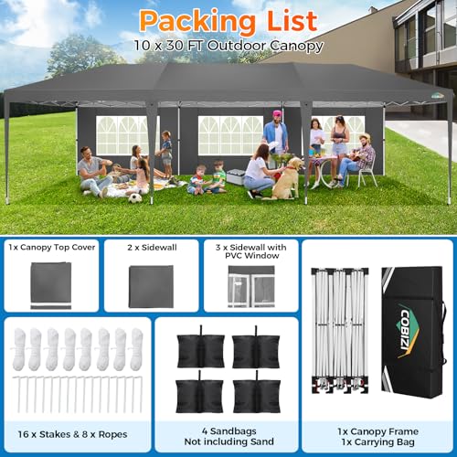 COBIZI 10x10 Pop up Canopy Tent Protable Canopy Tent with 4 Sidewalls Waterproof Commercial Instant Shelter for Parties, Wedding