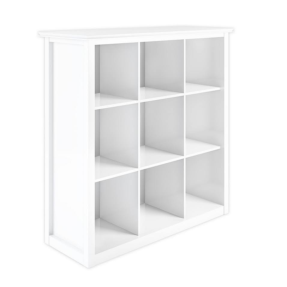 Simpli Home Artisan Solid Wood 45-inch x 43-Inch Contemporary 9 Cube Bookcase and Storage Unit in White