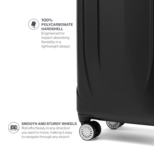 Travelpro Pathways 3 Hardside Expandable Luggage, 8 Spinner Wheels, Lightweight Hard Shell Suitcase, Carry On 21 Inch, Black Knight
