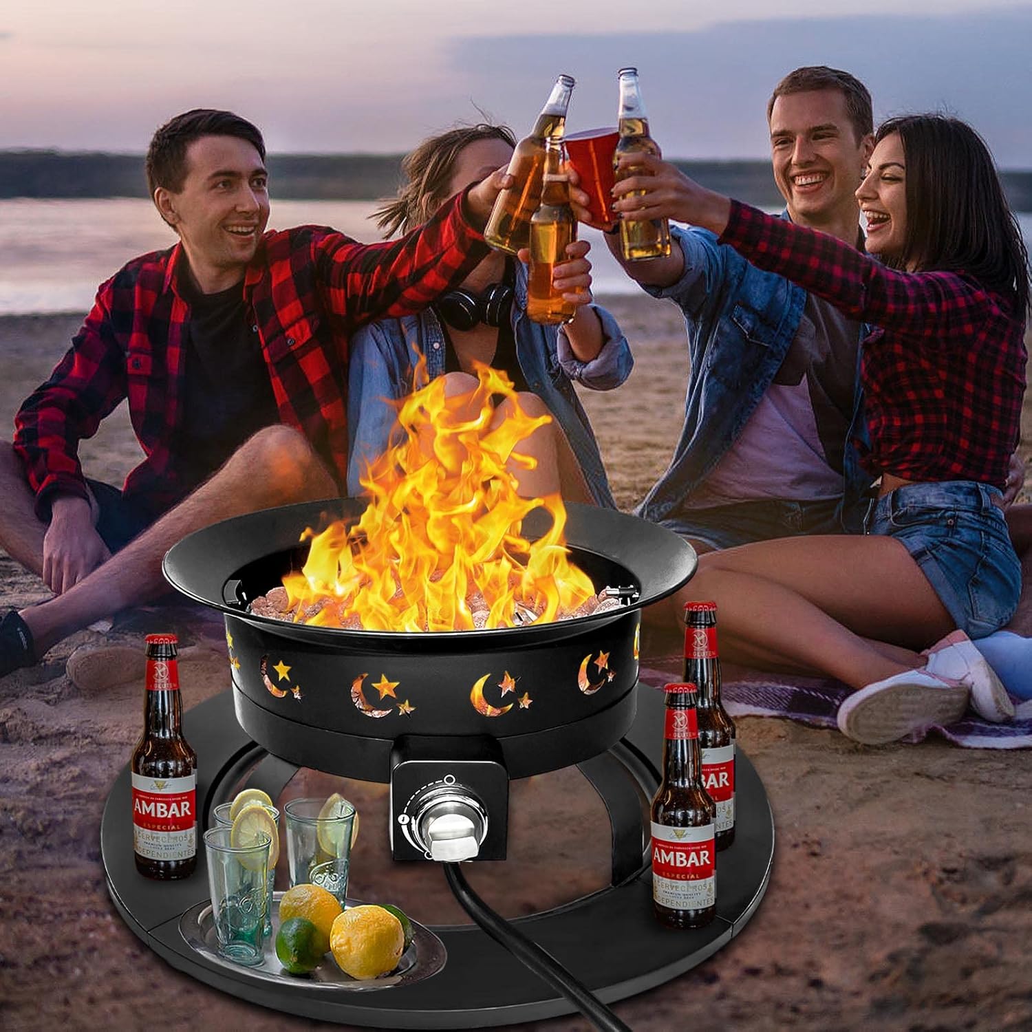 FOOPIT Portable Propane Fire Pit Camping Small Smokeless Gas Firepit Outdoor Fireplace Round Steel Bonfire Pits for Outside