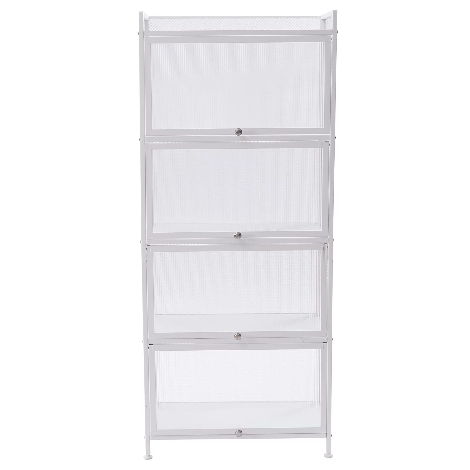 Loyalheartdy 5-Tier White Storage Cabinet w/4 Flip Doors Utility Kitchen Buffet Pantry Sideboard Rack Book Clothes Organizer Stand