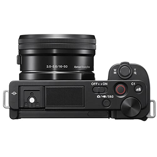 Sony ZV-E10 Mirrorless Camera with 16-50mm Lens + 2pcs 64GB Memory + LED Video Light + Case+ Tripod + Steady Grip Pod + Filters + Macro + 2X Lens +