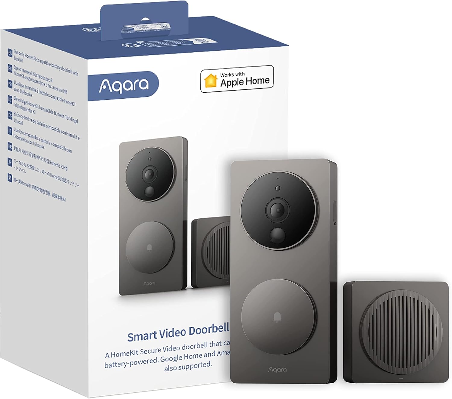 Aqara Video Doorbell G4 (Chime Included), 1080p FHD HomeKit Secure Video Doorbell Camera, Local Face Recognition and Automations, Wireless or Wired