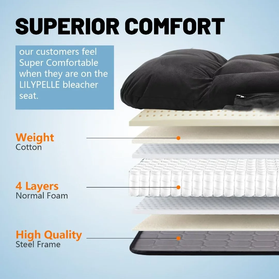 Docred Heated Stadium Seats for Bleachers with Back Support, Benches Portable Reclining Stadium Seats