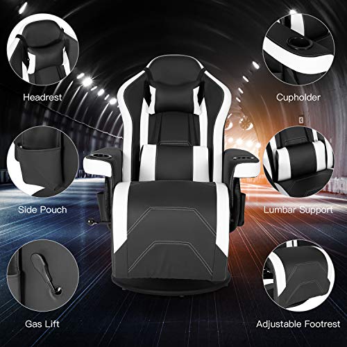 Modern-Depo Gaming Recliner Chair with Speakers, Massage, High Back, Cupholder, Headrest, Lumbar Support