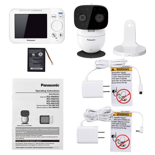 Panasonic Smart Baby Monitor KX-HN4001W Baby Monitor with 1 Indoor cameras Night Vision and Temperature sensor, 5 lullabies, two