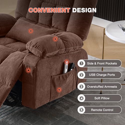 Power Lift Recliner Chair with Vibration Massage and Lumbar Heating for Elderly
