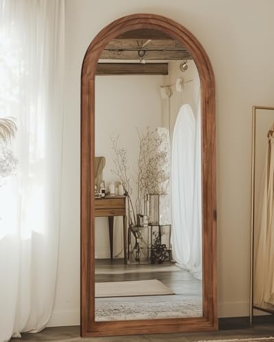 Full Length Mirror, 71"×32" Wooden Mirror Full Length with Stand Wood Floor Mirror, Oversized Stand Up Mirrors Large Wall Mirrors