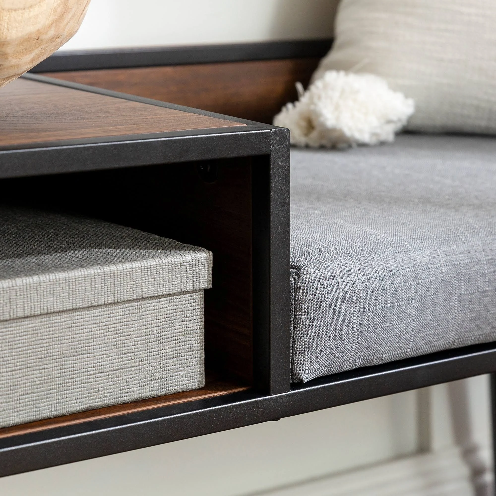 Carson Carrington Mid-Century Telephone Bench - Grey / Dark Walnut
