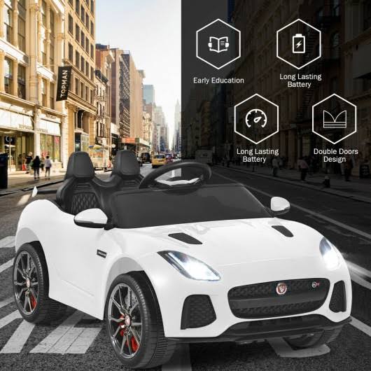 12V Jaguar F-Type SVR Licensed Kids Ride on Car White
