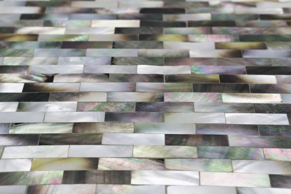 Ivy Hill Tile Sample - Lokahi Random Sized Seashell Splitface Tile Finish: Black/Gray/Pearl