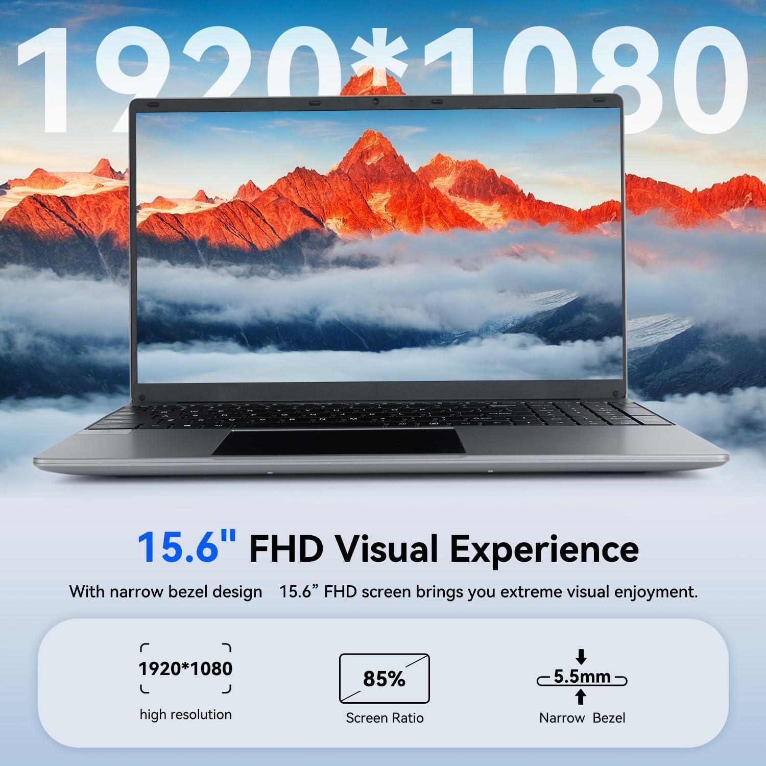 15.6'' Laptop 12GB DDR4 512GB SSD, Quad-Core Intel Celeron N5095 Processors, Windows 11 1080P IPS FHD Display Laptop Computer,Numeric Keypad USB 3.0