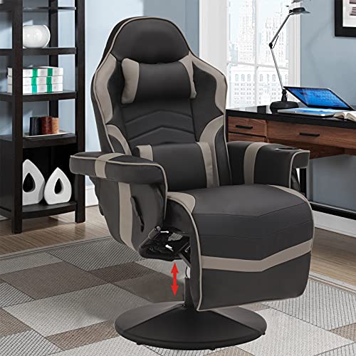 Massage Video Gaming Recliner Chair - Ergonomic Backrest & Seat Height Adjustment Swivel Recliner