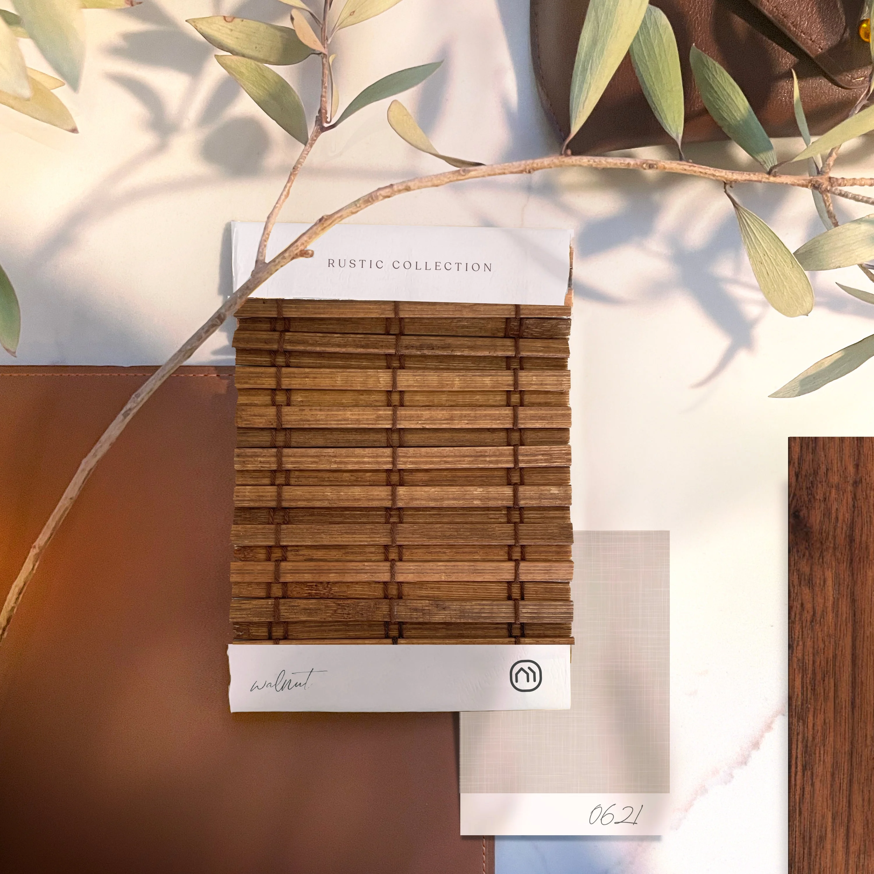 MOOD Custom Bamboo Shades | RUSTIC | Cordless Designer Natural Woven Wood Roman Shades for Windows | Rustic Walnut (Great Privacy) | 37"W X 60"H