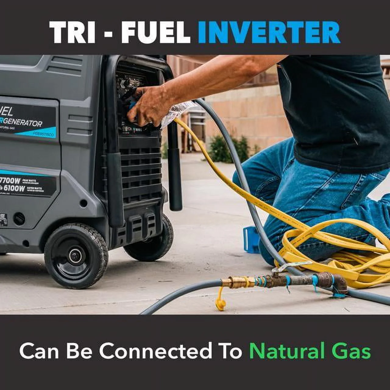 Pulsar 9500W Tri Fuel Gasoline Propane Natural Gas Portable Inverter Generator w/Remote Start & CO Sentry for Home Use GS95TiSCO