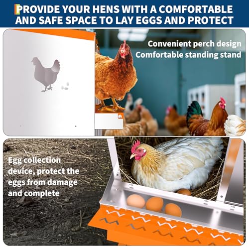 Garvee Chicken Nesting Box with Removable Tray, 8 Compartment Nesting Boxes for Chickens, Easy to Clean and Install