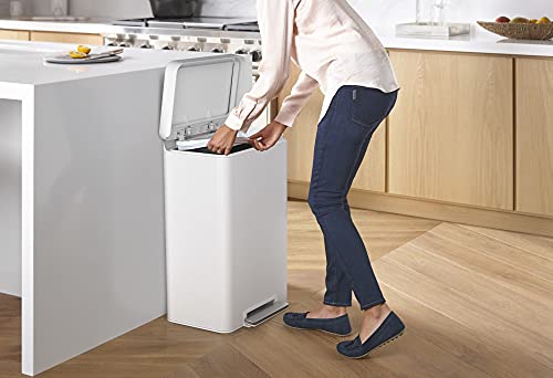 KOHLER 20940-ST 13 Gallon Kitchen Step Trash Can with Foot Pedal, Soft Close Lid, Stainless Steel