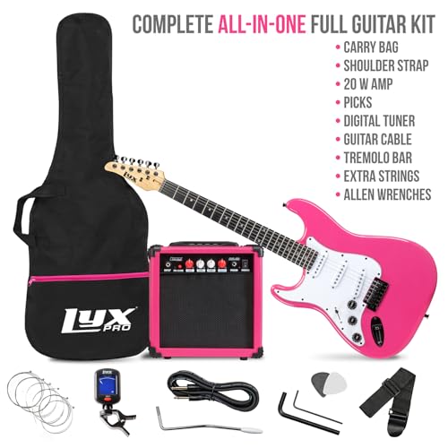 LyxPro Electric Guitar 39" inch Complete Beginner Starter kit Full Size with 20w Amp, Package Includes All Accessories, Digital Tuner, Strings, Picks