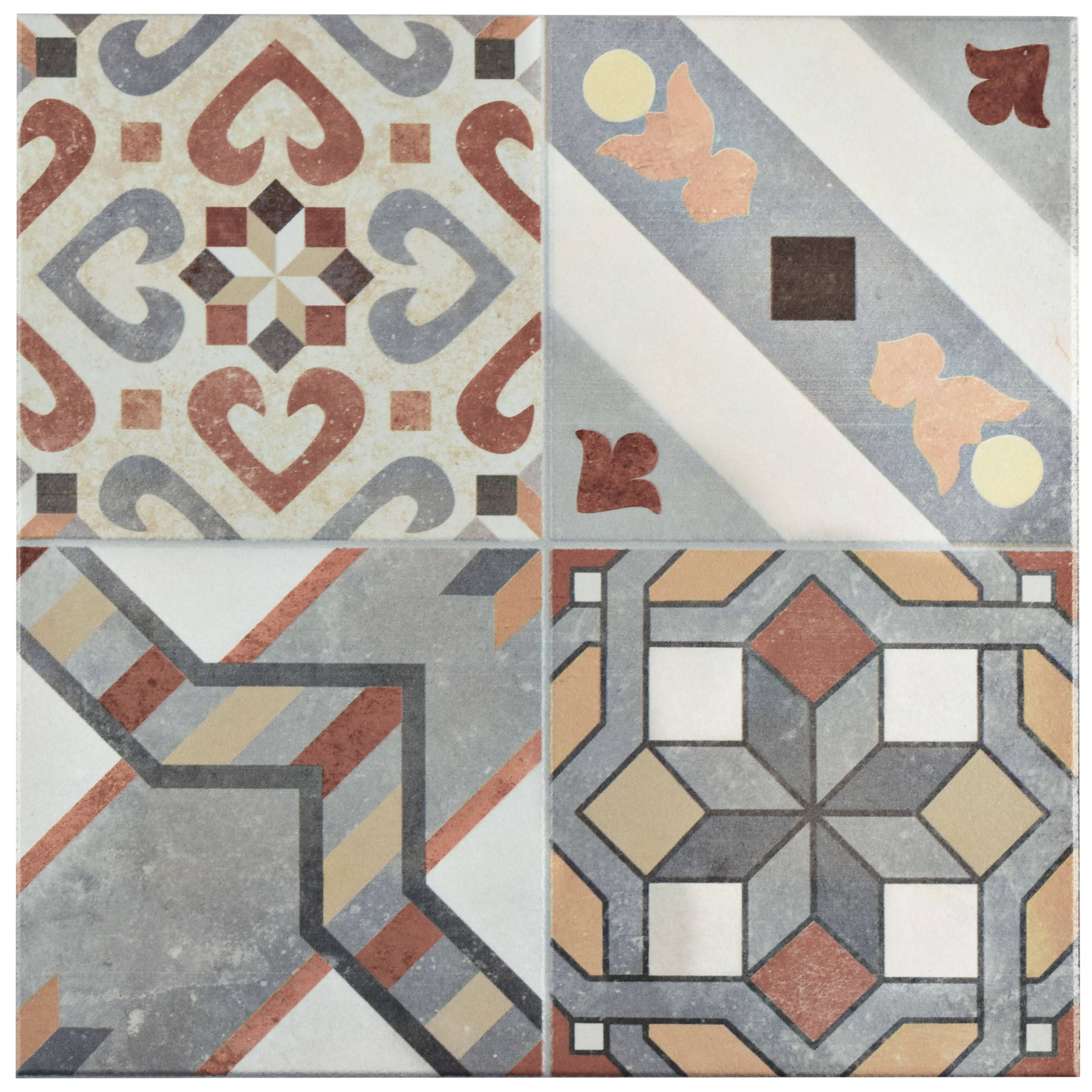 SomerTile 13x13-inch Hidraulic Ceramic Floor and Wall Tile - Case 11 Tiles