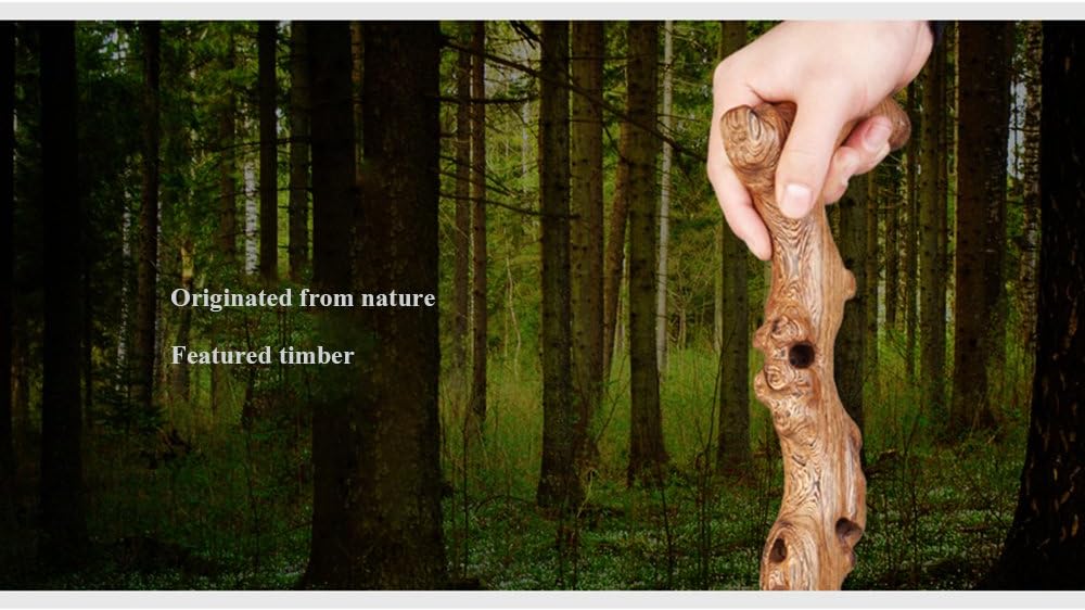 MUUL-WHCH Wood Cane with Supportive Curved Handle, Exquisite Carving Walking Canes, Handmade Carved Sticks, Ebony Crutch Stick Gift for Men and Women