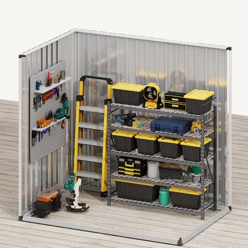 DWVO 6x4ft Metal Outdoor Storage Shed with Window, Lockable Tool Storage Sheds, Steel Garden Sheds with Sloped Roof for Backyard, Patio, Garage, Lawn