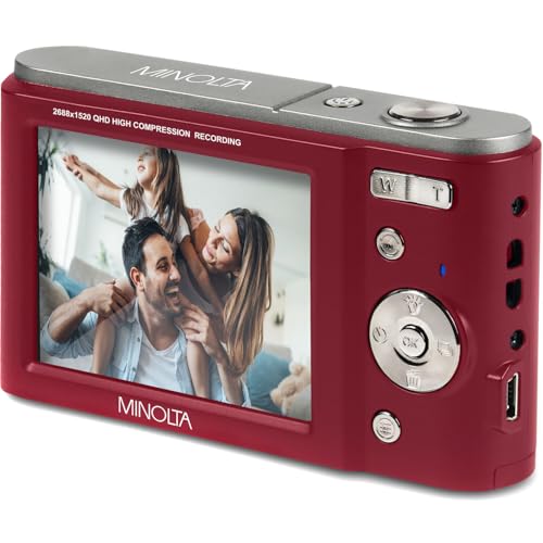 Minolta MND20 44MP Digital Camera &ndash; 2.7K Ultra HD Video, 16X Digital Zoom, Anti-Shake Stabilization, Time Lapse, Face Detection
