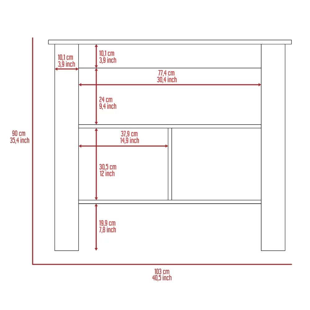 Treevol Furniture, Kitchen Island Dozza, Indoor, Manufactured Wood, White / Light Oak Finish-Kitchen