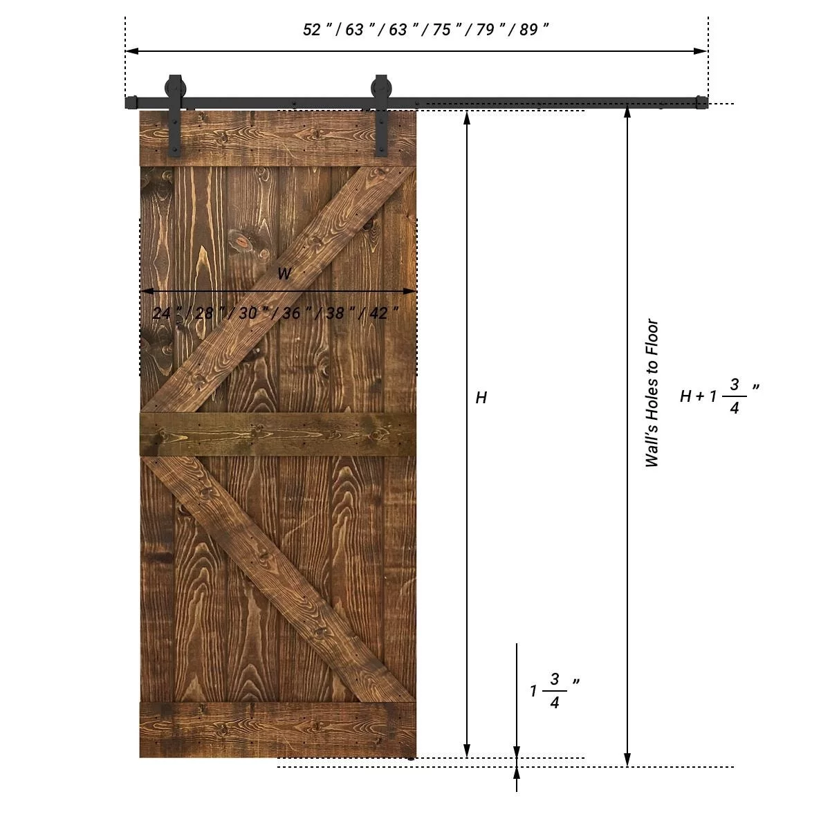 JM Barn Door With Solid Knotty Pine Paneled Wood and Hardware Kit(DIY) Grey Cashmere 36X84