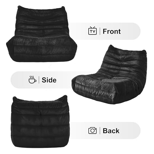 Bean Bag Chairs for Adults Giant Bean Bag Chair Memory Foam BeanBag Chair Big Bean Bag Sofa with Filler Faux Fur Fireside Beanbags Lazy Sofa for