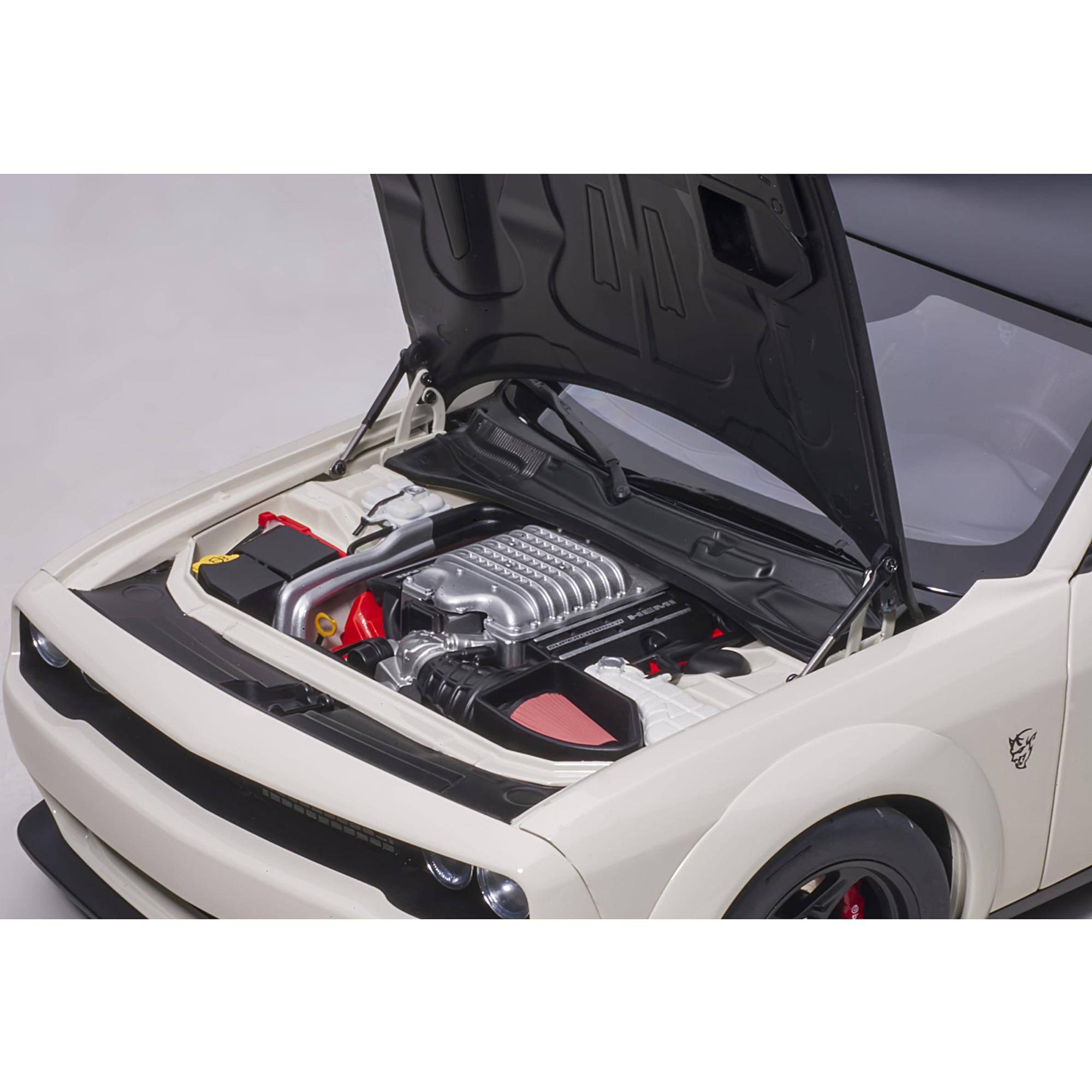 Dodge Challenger SRT Demon Knuckle White and Satin Black 1/18 Model Car by AUTOart