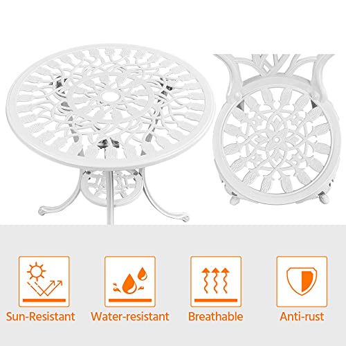 Yaheetech Patio Bistro Sets 3 Piece Cast Aluminum Bistro Table and Chairs Set